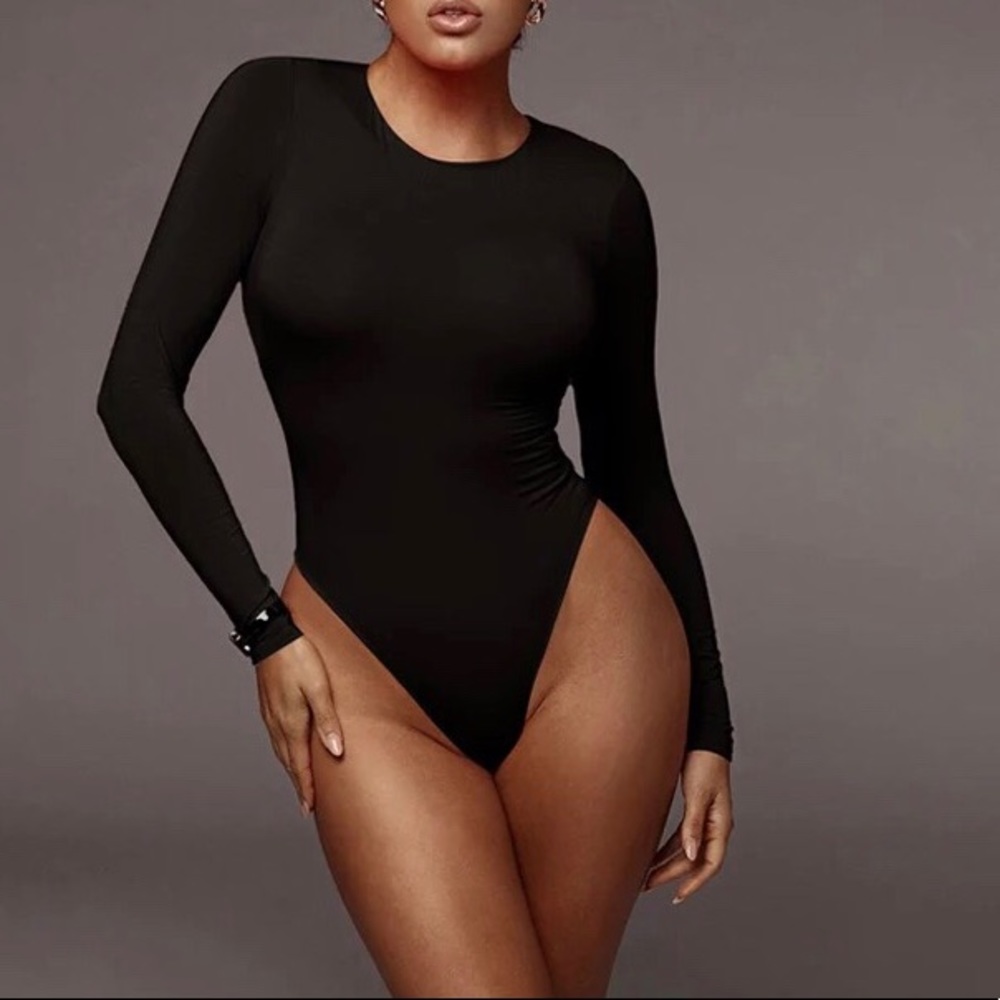 Black cotton bodysuit